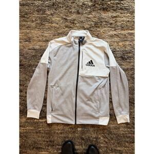 Men’s Adidas Medium Zip Front Jacket white gray Tennis
